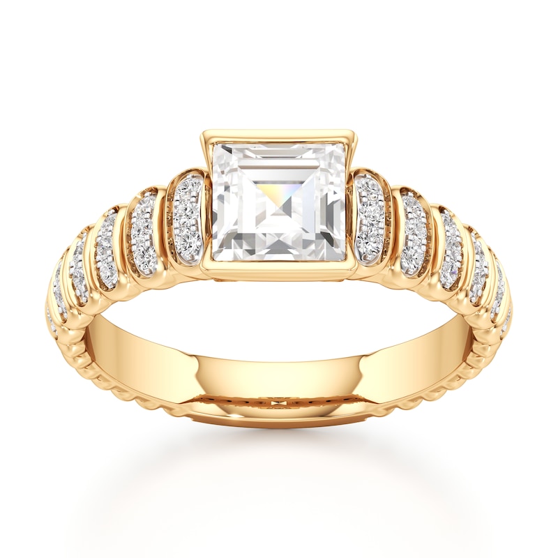 Main Image 1 of J'Lure Carre Step-Cut Lab-Grown Diamond Engagement Ring 1-1/6 ct tw 18K Yellow Gold