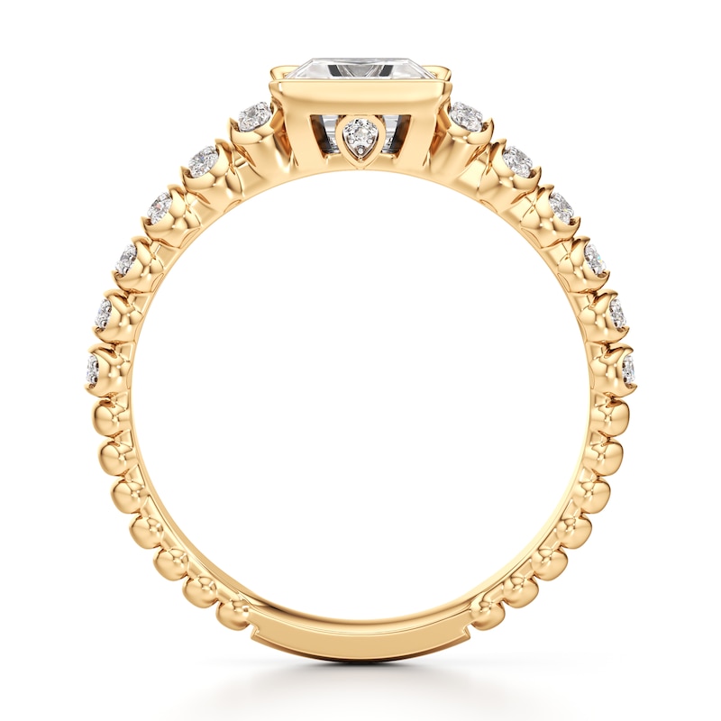 Main Image 2 of J'Lure Carre Step-Cut Lab-Grown Diamond Engagement Ring 1-1/6 ct tw 18K Yellow Gold
