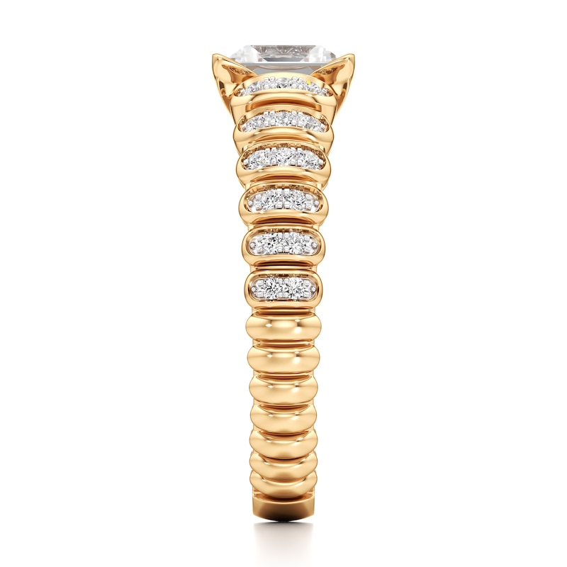 Main Image 3 of J'Lure Carre Step-Cut Lab-Grown Diamond Engagement Ring 1-1/6 ct tw 18K Yellow Gold