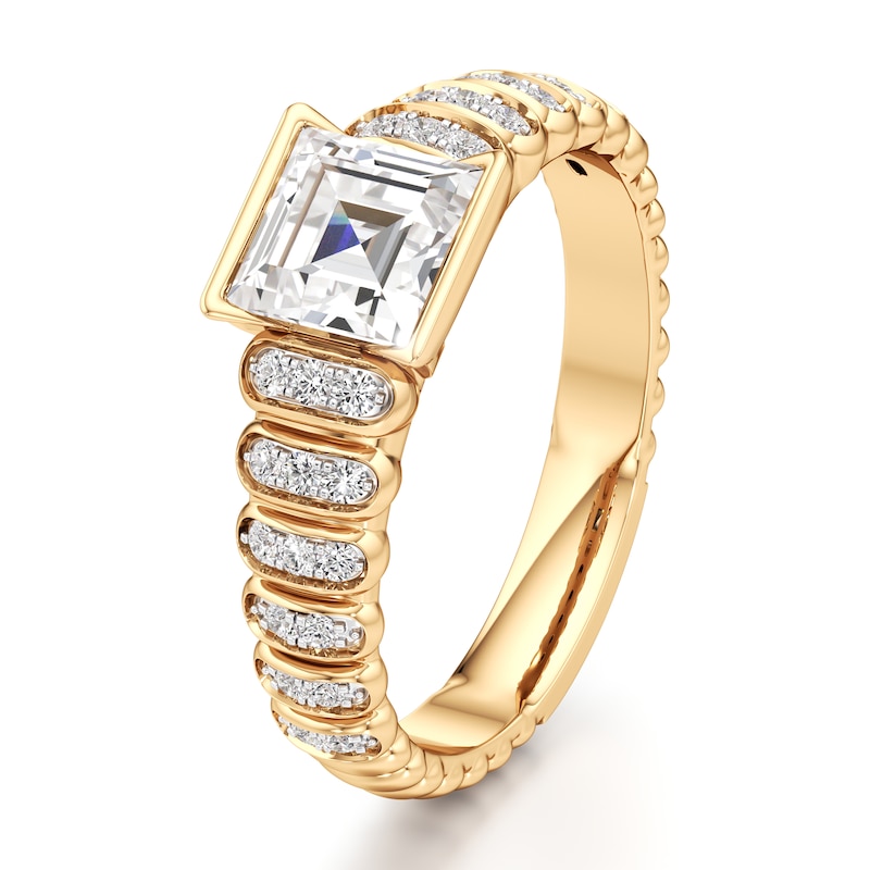 Main Image 4 of J'Lure Carre Step-Cut Lab-Grown Diamond Engagement Ring 1-1/6 ct tw 18K Yellow Gold