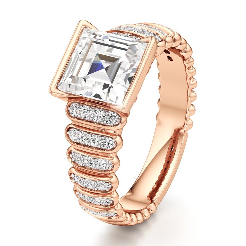 Main Image 4 of J'Lure Carre Step-Cut Lab-Grown Diamond Engagement Ring 2-1/3 ct tw 18K Rose Gold