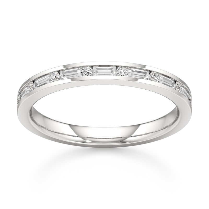 Main Image 1 of J'Lure Baguette & Round-Cut Lab-Grown Diamond Wedding Band 1/3 ct tw 18K White Gold