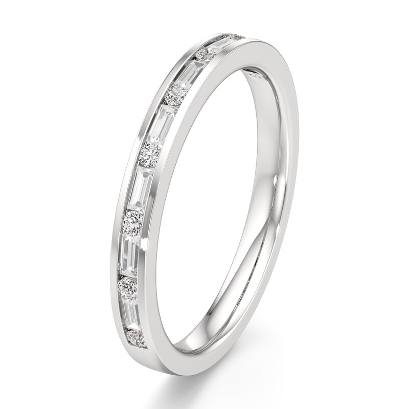 Main Image 4 of J'Lure Baguette & Round-Cut Lab-Grown Diamond Wedding Band 1/3 ct tw 18K White Gold