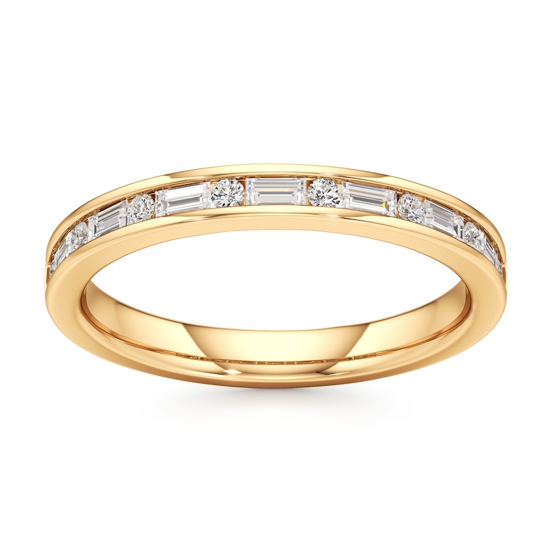 Main Image 1 of J'Lure Baguette & Round-Cut Lab-Grown Diamond Wedding Band 3/8 ct tw 18K Yellow Gold