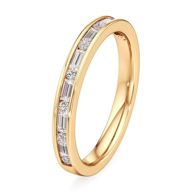 Main Image 4 of J'Lure Baguette & Round-Cut Lab-Grown Diamond Wedding Band 3/8 ct tw 18K Yellow Gold