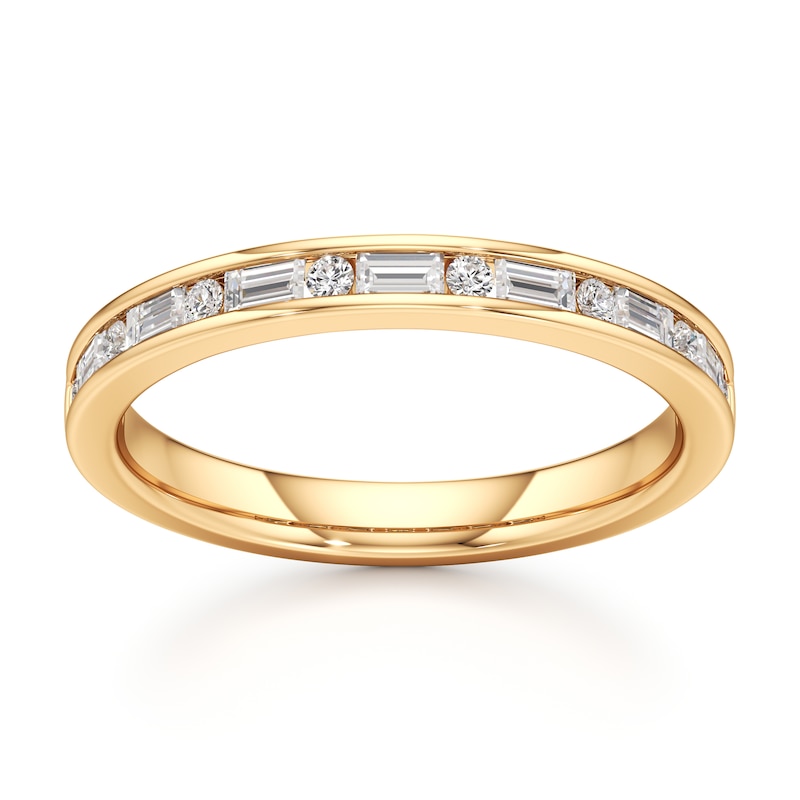 Main Image 1 of J'Lure Baguette & Round-Cut Lab-Grown Diamond Wedding Band 3/8 ct tw 18K Yellow Gold