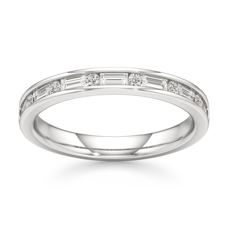 Main Image 1 of J'Lure Baguette & Round-Cut Lab-Grown Diamond Wedding Band 3/8 ct tw 18K White Gold