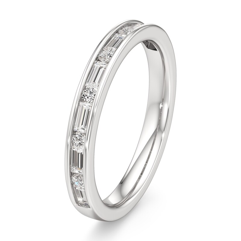 Main Image 4 of J'Lure Baguette & Round-Cut Lab-Grown Diamond Wedding Band 3/8 ct tw 18K White Gold
