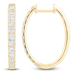 Jared Signature Lab-Grown Diamond Oval Hoop Earrings 1 ct tw 14K Yellow Gold
