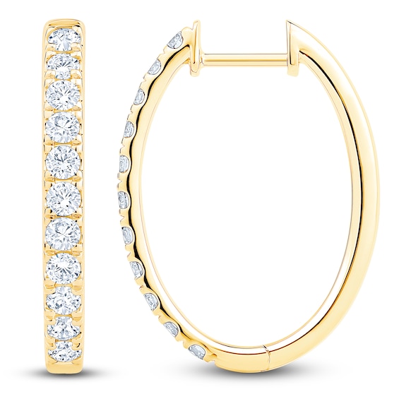 Jared Signature Lab-Grown Diamond Oval Hoop Earrings 1 ct tw 14K Yellow Gold