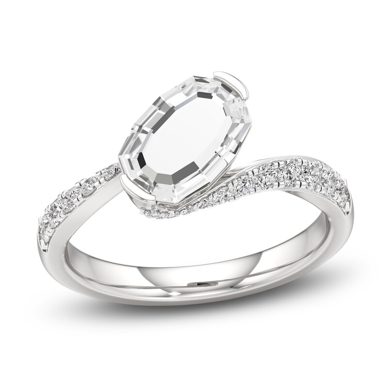 Main Image 1 of J'Lure Oval Portrait-Cut Lab-Grown Diamond Engagement Ring 1-3/8 ct tw 18K White Gold