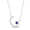 Thumbnail Image 1 of Blue & White Lab-Created Sapphire Star & Moon Necklace Sterling Silver 18"