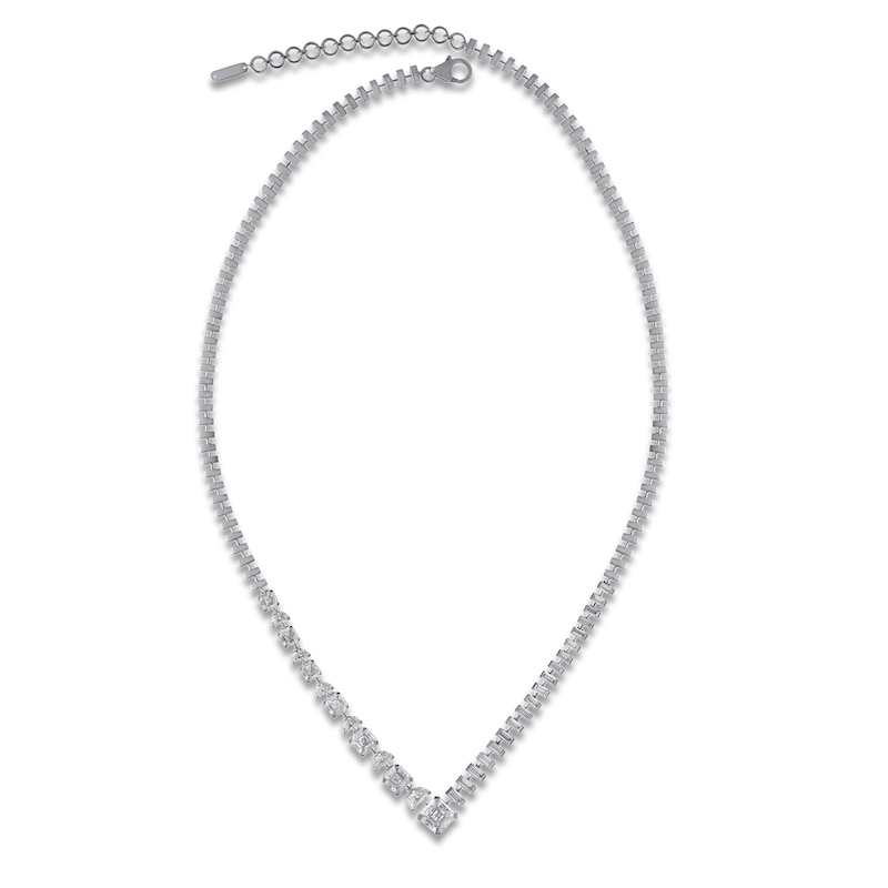 Main Image 2 of J'Lure Square Emerald Step-Cut, Half Moon Brilliant-Cut & Baguette-Cut Lab-Grown Diamond Necklace 8-3/8 ct tw 14K White Gold 19"