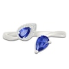 Thumbnail Image 3 of Pear-Shaped Blue Lab-Created Sapphire & White Lab-Created Sapphire Bypass Ring Sterling Silver
