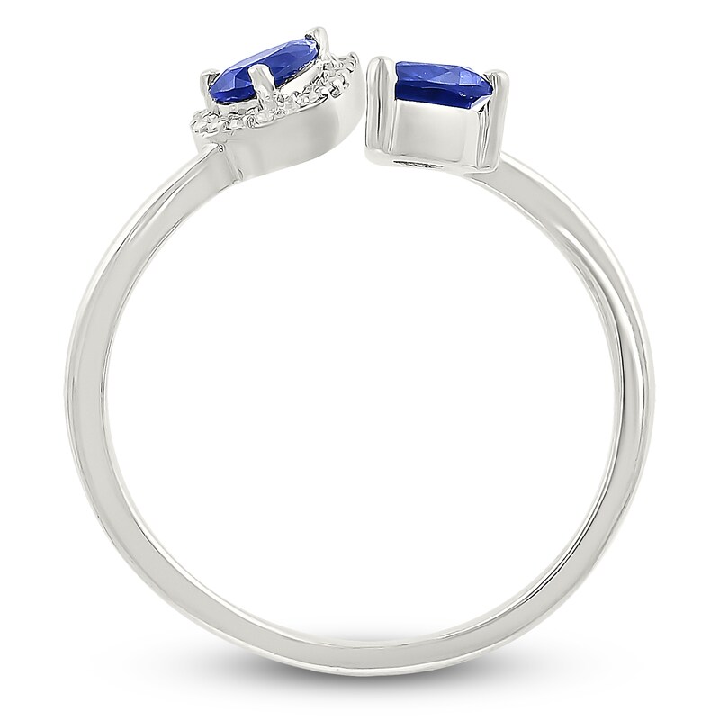 Main Image 4 of Pear-Shaped Blue Lab-Created Sapphire & White Lab-Created Sapphire Bypass Ring Sterling Silver