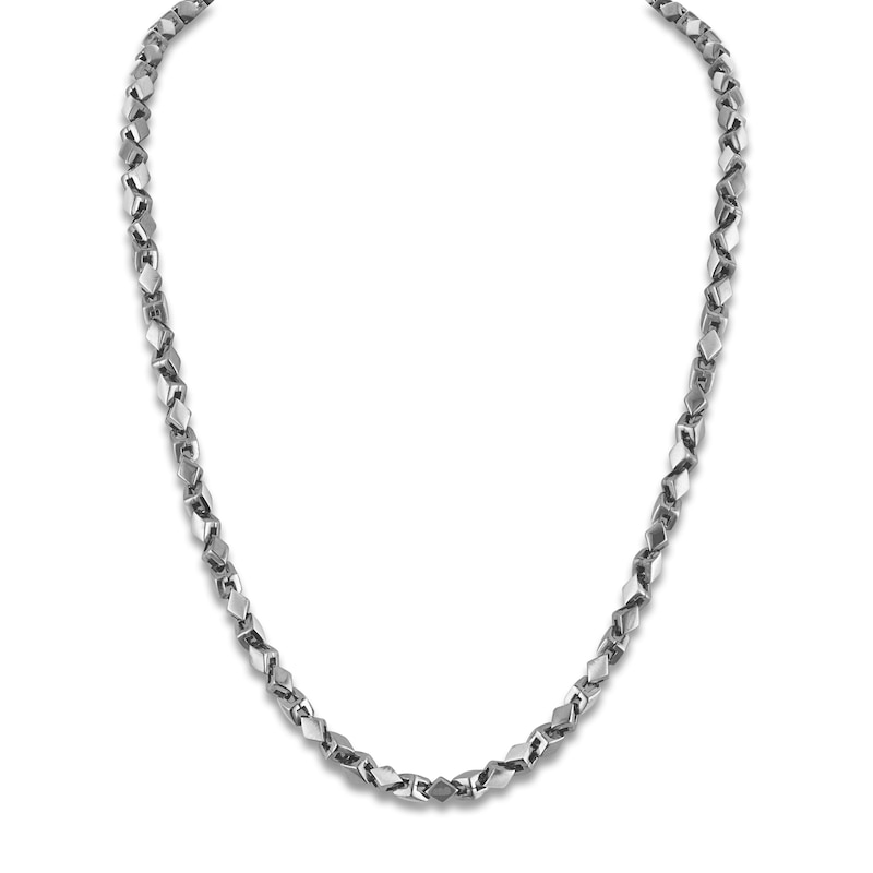 Main Image 1 of 1933 by Esquire Men's Rhombus Curb Chain Necklace Oxidized Sterling Silver 22"