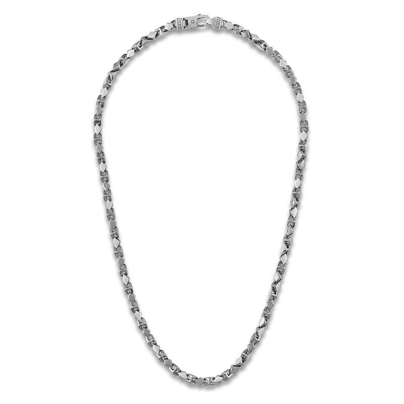Main Image 3 of 1933 by Esquire Men's Rhombus Curb Chain Necklace Oxidized Sterling Silver 22"