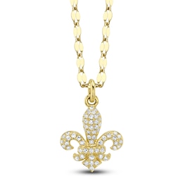 Shy Creation Diamond Pavé Fleur-de-Lis Necklace 1/8 ct tw 14K Yellow Gold 18&quot; JR55028291