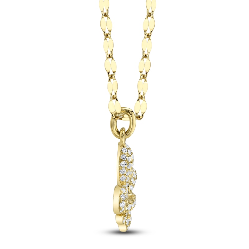 Main Image 2 of Shy Creation Diamond Pavé Fleur-de-Lis Necklace 1/8 ct tw 14K Yellow Gold 18" JR55028291