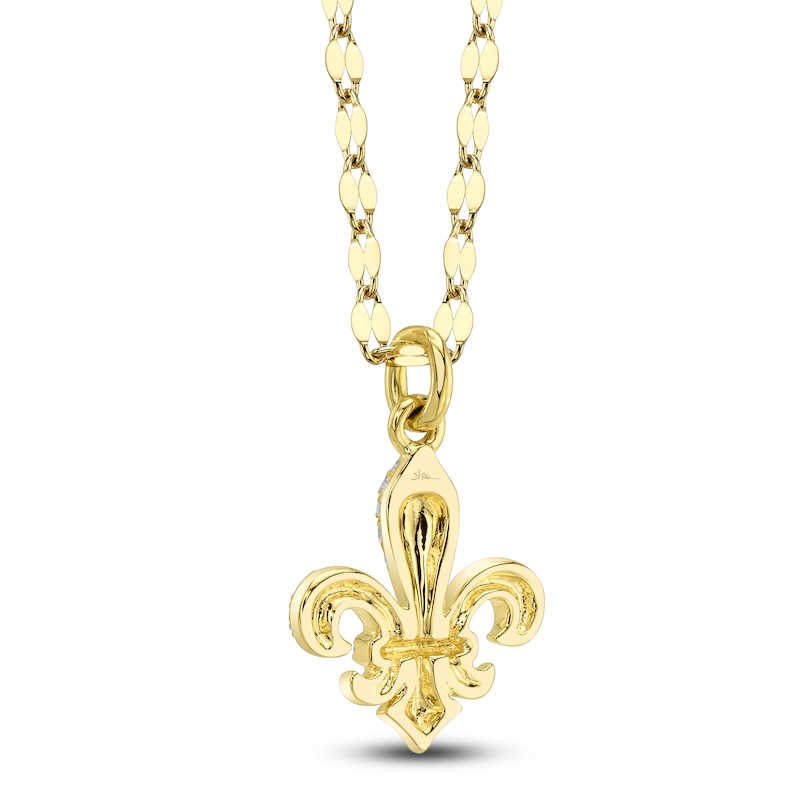 Main Image 3 of Shy Creation Diamond Pavé Fleur-de-Lis Necklace 1/8 ct tw 14K Yellow Gold 18" JR55028291