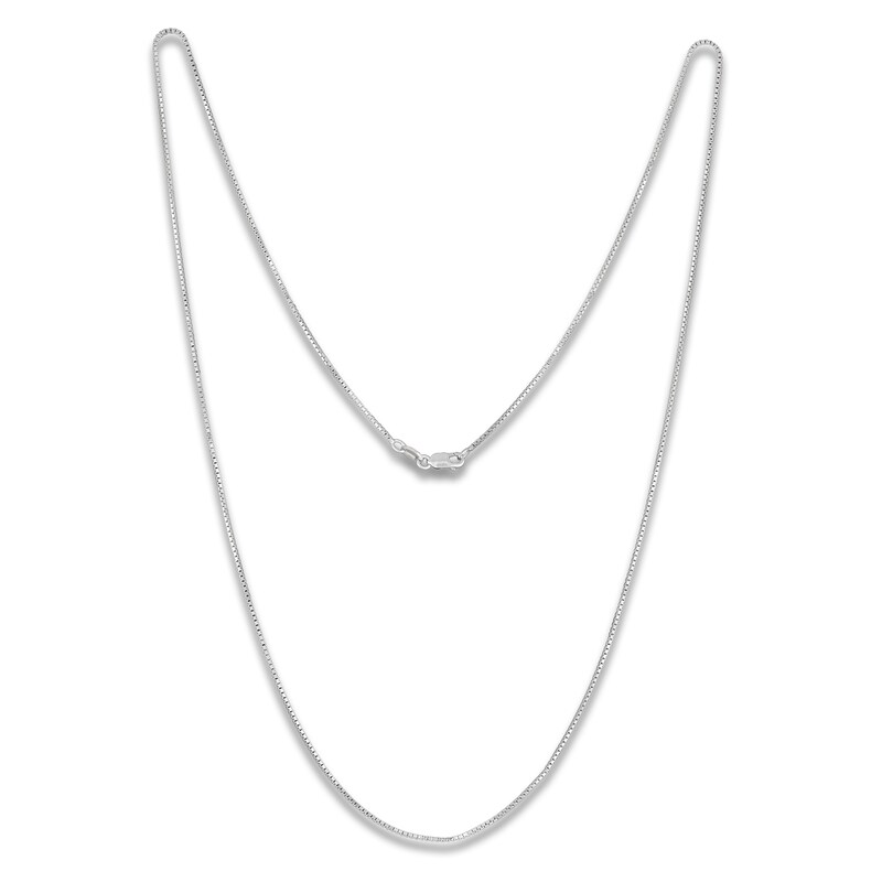 Main Image 1 of Box Chain Necklace 1mm Solid Sterling Silver 24"