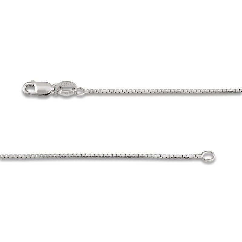 Main Image 2 of Box Chain Necklace 1mm Solid Sterling Silver 24"