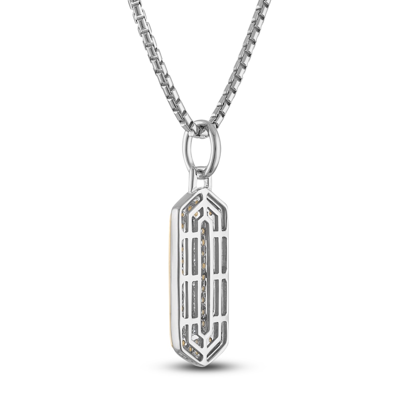 Main Image 3 of Men's Diamond Tag Necklace 3/4 ct tw Sterling Silver & 14K Yellow Gold 22"