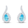 Thumbnail Image 3 of Pear-Shaped Natural Swiss Blue Topaz & Diamond Halo Earrings 1/5 ct tw 10K White Gold