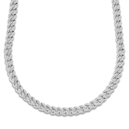 Men's Diamond Pavé Curb Chain Necklace 1-1/2 ct tw Sterling Silver 24"