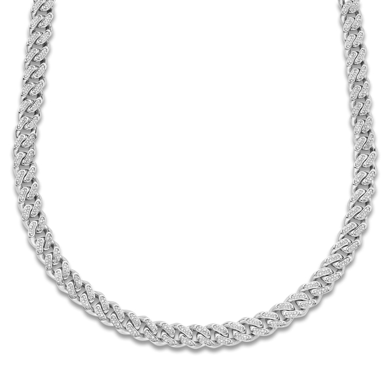 Main Image 1 of Men's Diamond Pavé Curb Chain Necklace 1-1/2 ct tw Sterling Silver 24"