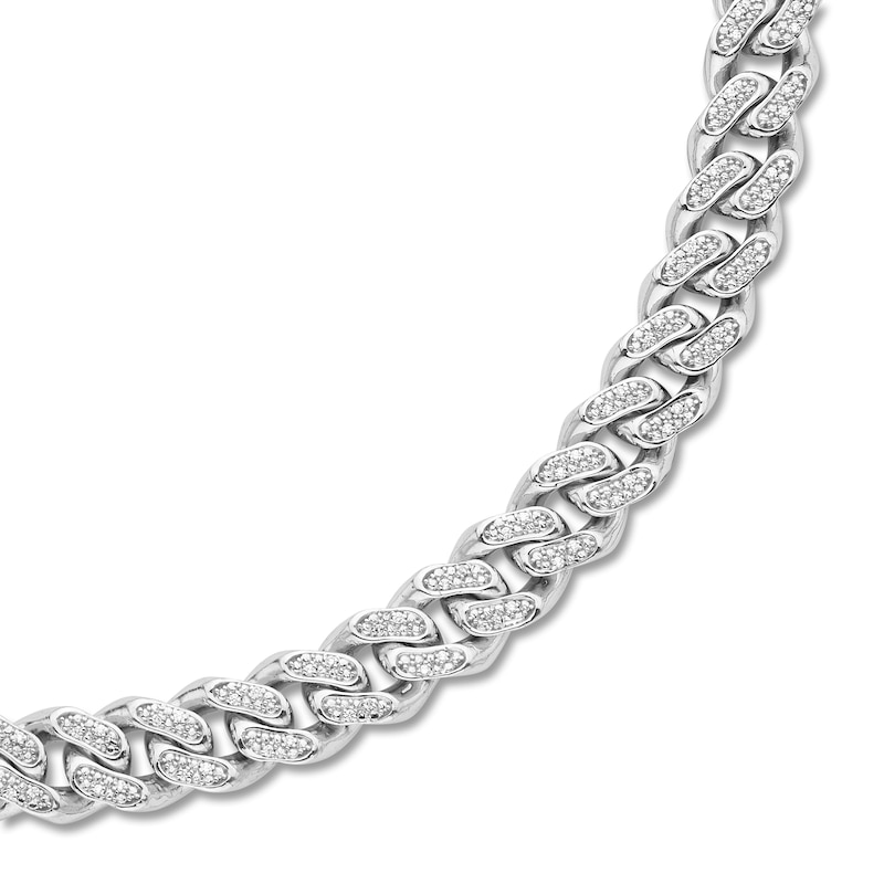Main Image 3 of Men's Diamond Pavé Curb Chain Necklace 1-1/2 ct tw Sterling Silver 24"