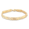 Thumbnail Image 1 of Diamond-Cut Greek Key Chain Bracelet Hollow 10K Yellow Gold 7.5"