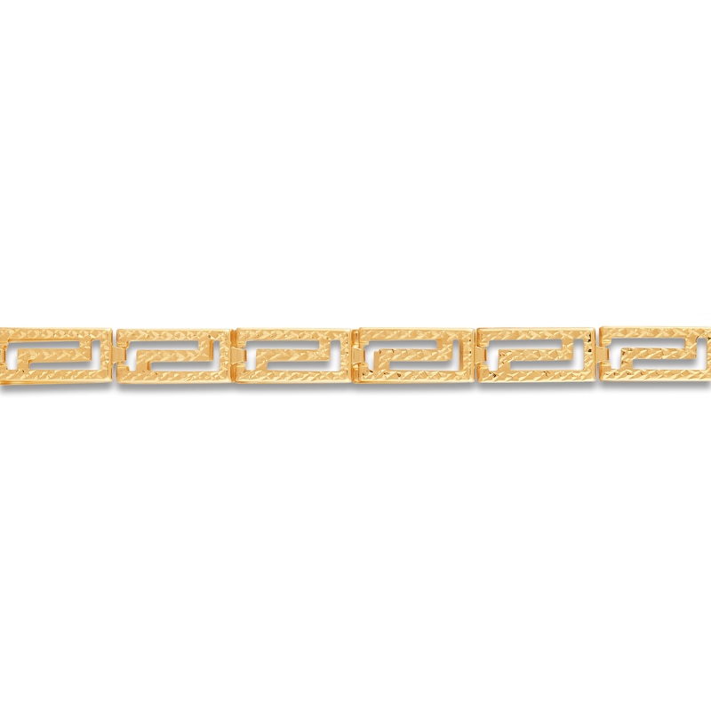 Main Image 3 of Diamond-Cut Greek Key Chain Bracelet Hollow 10K Yellow Gold 7.5"
