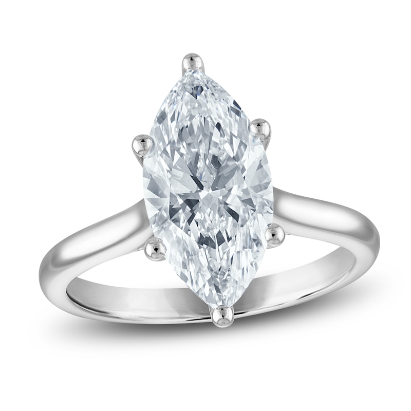 Main Image 1 of Marquise-Cut Lab-Grown Diamond Solitaire Plus Engagement Ring 3 ct tw Platinum (VS2/F)