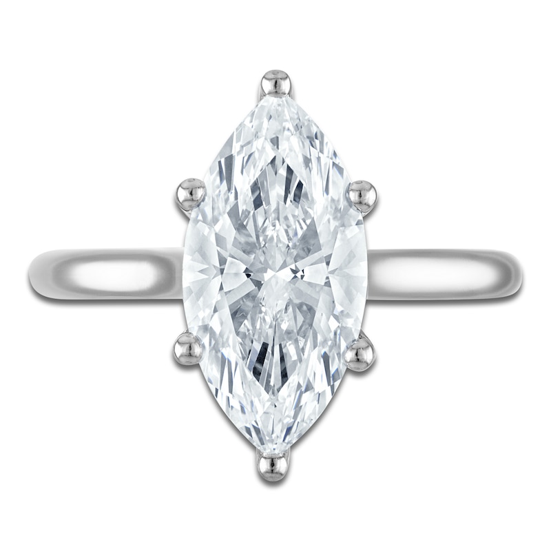 Main Image 3 of Marquise-Cut Lab-Grown Diamond Solitaire Plus Engagement Ring 3 ct tw Platinum (VS2/F)