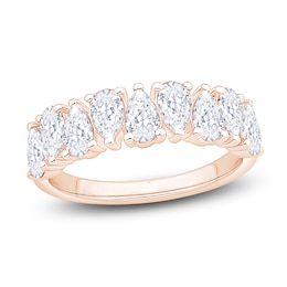 Pear-Shaped Lab-Grown Diamond Alternating Anniversary Ring 2 ct tw 14K Rose Gold