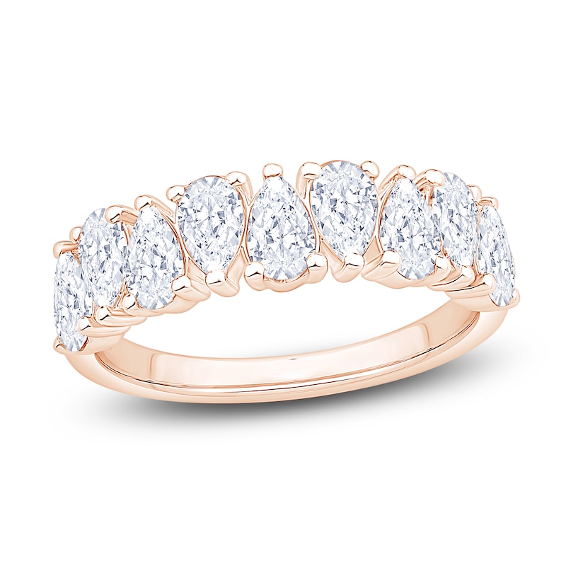 Main Image 1 of Pear-Shaped Lab-Grown Diamond Alternating Anniversary Ring 2 ct tw 14K Rose Gold