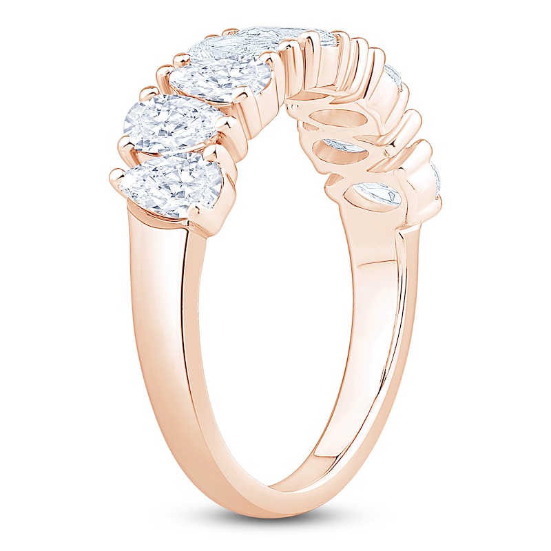 Main Image 2 of Pear-Shaped Lab-Grown Diamond Alternating Anniversary Ring 2 ct tw 14K Rose Gold