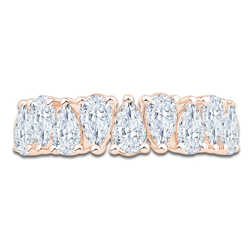 Main Image 3 of Pear-Shaped Lab-Grown Diamond Alternating Anniversary Ring 2 ct tw 14K Rose Gold