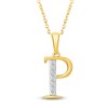 Thumbnail Image 1 of Diamond Initial P Necklace 1/20 ct tw 10K Yellow Gold 18"
