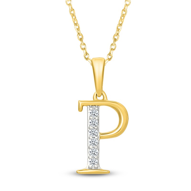 Main Image 1 of Diamond Initial P Necklace 1/20 ct tw 10K Yellow Gold 18"