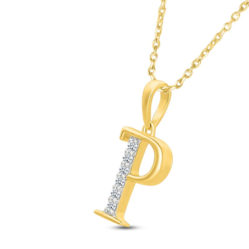 Main Image 2 of Diamond Initial P Necklace 1/20 ct tw 10K Yellow Gold 18"