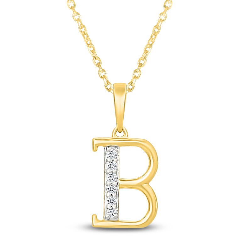 Main Image 1 of Diamond Initial B Necklace 1/20 ct tw 10K Yellow Gold 18"