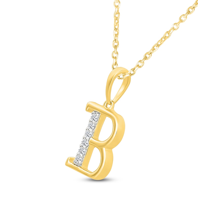 Main Image 2 of Diamond Initial B Necklace 1/20 ct tw 10K Yellow Gold 18"