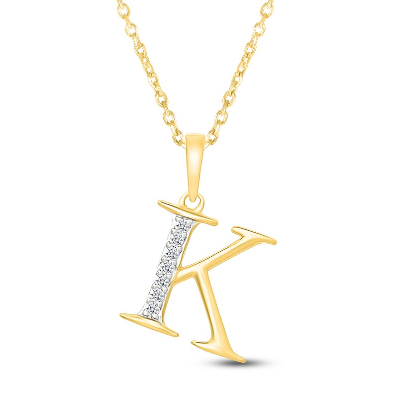 Main Image 1 of Diamond Initial K Necklace 1/20 ct tw 10K Yellow Gold 18"