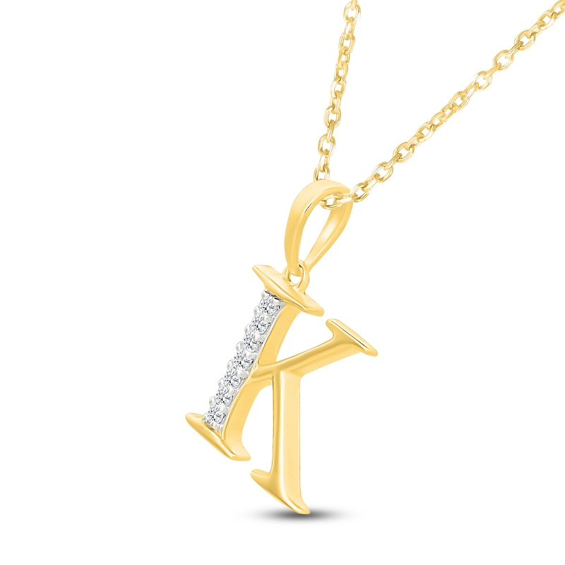 Main Image 2 of Diamond Initial K Necklace 1/20 ct tw 10K Yellow Gold 18"
