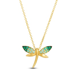 Le Vian Emerald Ombré Dragonfly Necklace 14K Honey Gold 19"