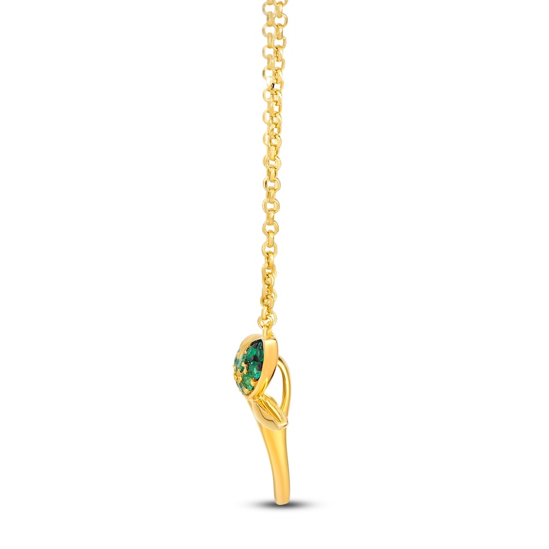 Main Image 2 of Le Vian Emerald Ombré Dragonfly Necklace 14K Honey Gold 19"