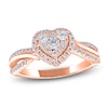 Thumbnail Image 1 of Multi-Diamond Heart Halo Promise Ring 1/2 ct tw 10K Rose Gold