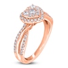 Thumbnail Image 2 of Multi-Diamond Heart Halo Promise Ring 1/2 ct tw 10K Rose Gold